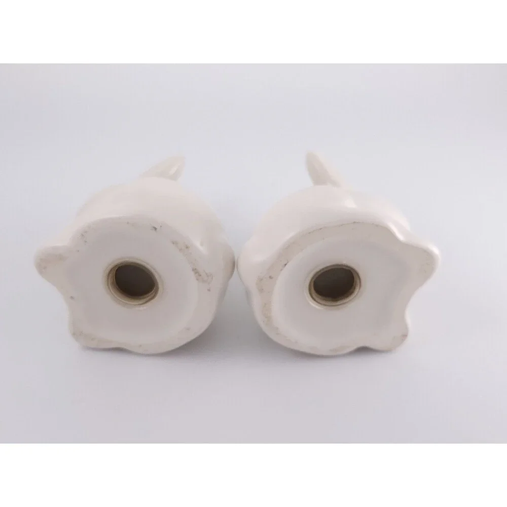 White Ceramic Bunny Salt and Pepper Shakers Set Miniature Rabbit Easter Spring